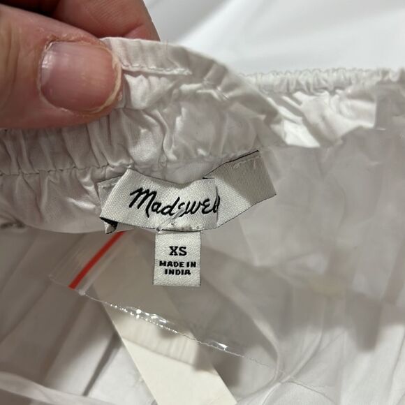 Madewell Smocked Button-Front Top in white Poplin New without tags - Picture 8 of 10